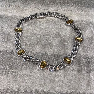 Cuban link pave choker with yellow rhinestones